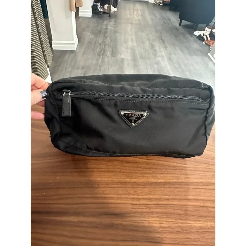 Prada Re-Nylon and Saffiano Leather Travel Pouch
